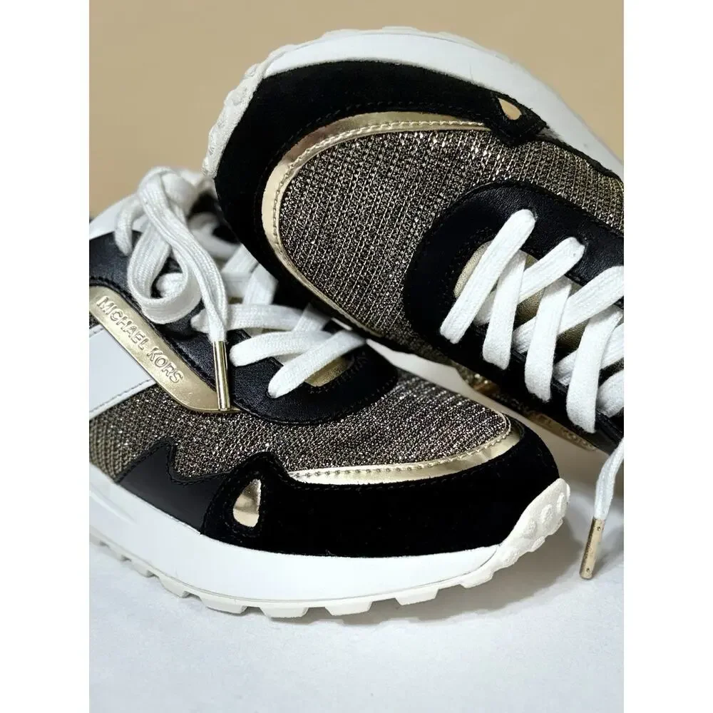 Michael Kors Womens Monroe Trainer Glitter Chain Mesh Sneakers Size US 6 M New